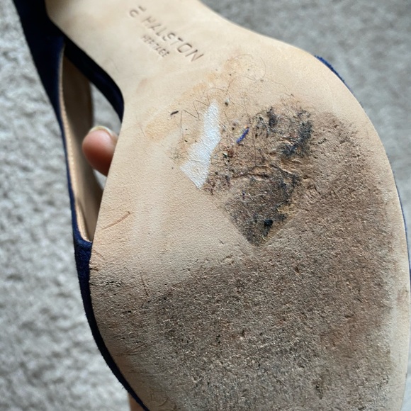 Halston! Blue suede designer stilettos sandals - Picture 9 of 16